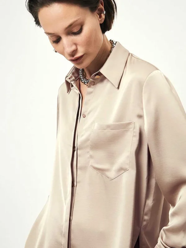 DANTE6 D6Louda Satin Long Shirt* Blouses