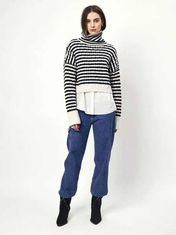 DANTE6 D6Veneto Stripe Turtle Sweater* Brei