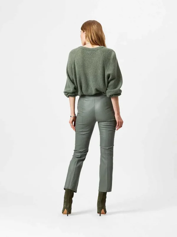 DANTE6 Tyson Crop Flare Leren Broek* Broeken